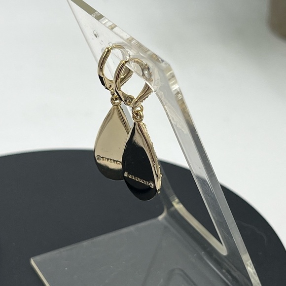 Givenchy Womens Gold Tone Grey Crystal Dangle Teardrop Earrings New - Picture 7 of 16